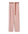 Max Mara Straight-fit Faded Linen Trousers In Pink
