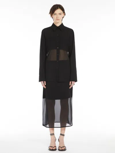 Max Mara Straight-fit Flounced Skirt In Black