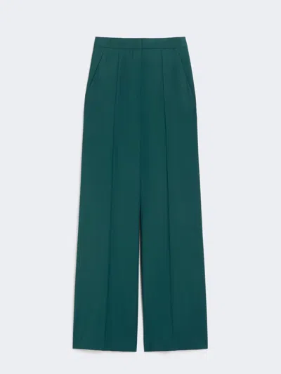 Max Mara Straight-fit Light Wool Trousers In Green