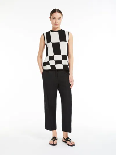 Max Mara Straight-fit Linen And Cotton Trousers In Black