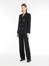 Max Mara Straight-fit Wool Satin Trousers In Navy