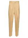 Max Mara Straight In Linen And Silk Trousers Beige