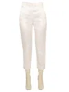 Max Mara Satin High Waist Cropped Trousers In White