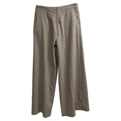 Max Mara Straight Leg Pants In Grey Virgin Wool In Gray