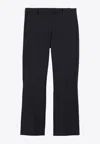 Max Mara Cropped Slim-fit Twill Pants With Mid-rise Waist In Navy