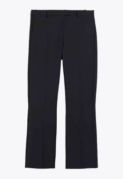Max Mara Umanita Cotton Blend Trousers In Dark Blue
