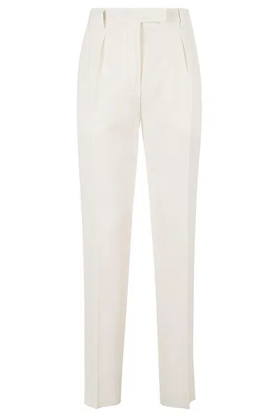 Max Mara Studio Straight Leg Tailored Trousers In White