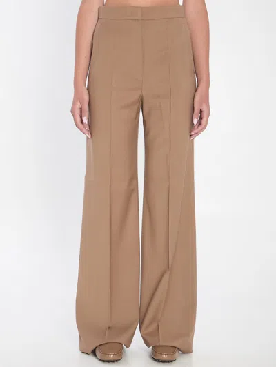 Max Mara Straight-leg Trousers In Light Wool In Nude