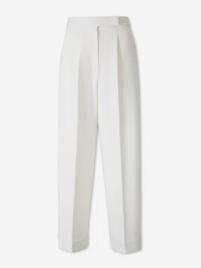 Max Mara Straight Leg Trousers With Pleats In White
