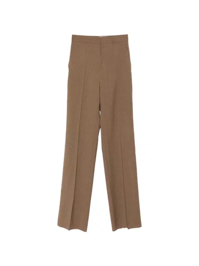 Max Mara Straight Leg Trousers With Striped Pattern In Neutral