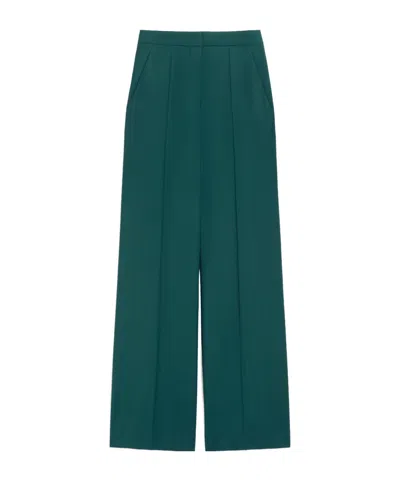 Max Mara Straight Lifestyle Wool Pants In Green
