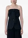 Max Mara Straight-neckline Button Waistcoat In Blue