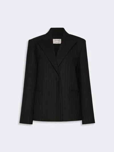 Max Mara Straight Stretch Wool-blend Blazer In Black