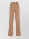 Max Mara Straight Trousers Featuring Pleated Front And Belt Loops In Brown