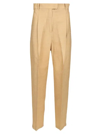 MAX MARA STRAIGHT TROUSERS IN LINEN AND SILK