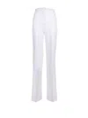 Max Mara Straight Trousers In Wool Satin In Bianco
