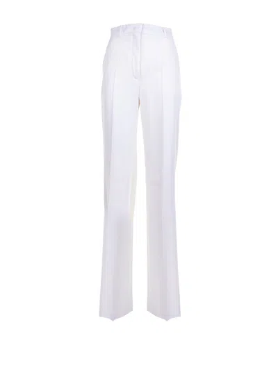 Max Mara Straight Trousers In Wool Satin In White