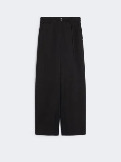 Max Mara Straight Trousers With Knitted Detail In Black