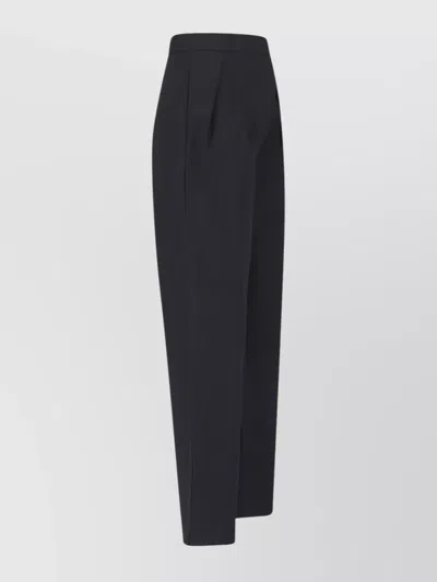 Max Mara Straight Trousers With Pleats And Pockets In Blue