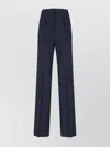 Max Mara Straight Trousers With Pleats And Pockets In Blue
