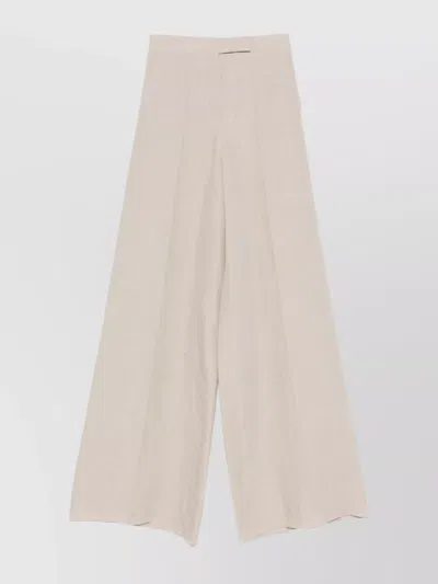 Max Mara Straight Wide-leg High Waist Trousers In Beige