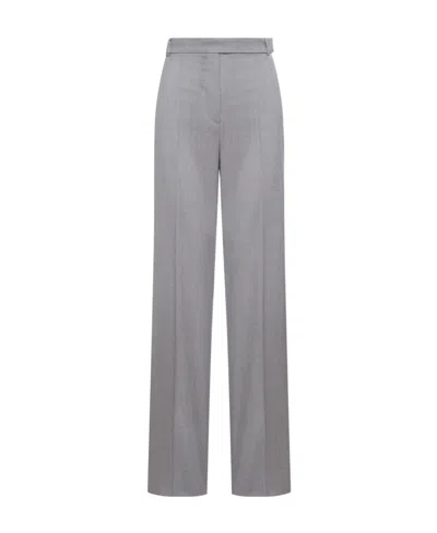 Max Mara Straight Wool Casual Trousers In Gray