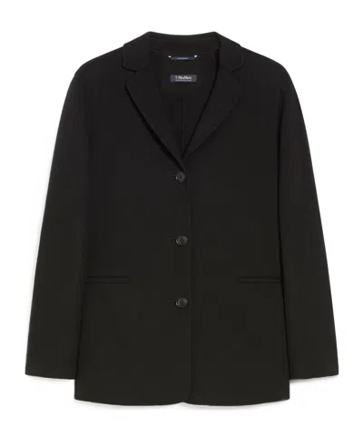 Max Mara Straight Wool Jacket In Black