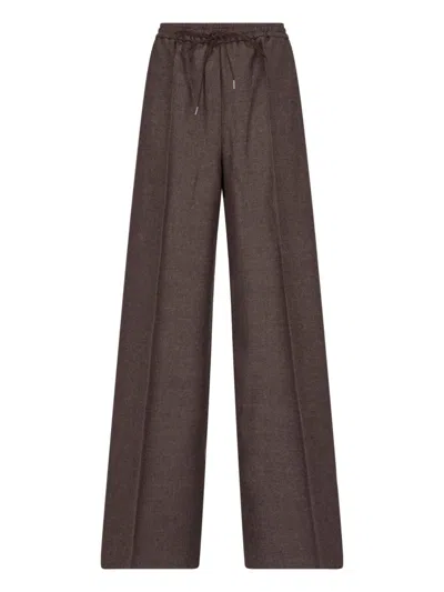 Max Mara Straight Wool Pants In Brown