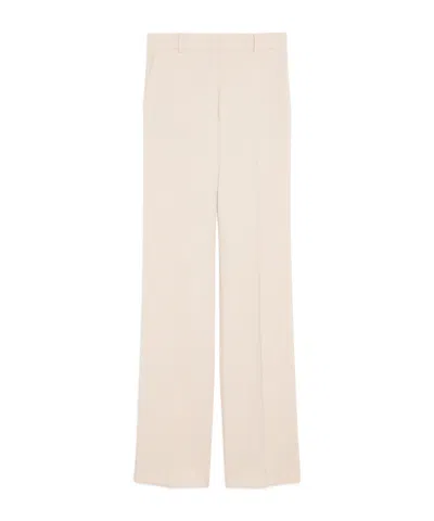 Max Mara Straight Wool Satin Pants In Nude Makeup