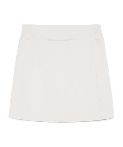 Max Mara Straight Wool Skirt In White