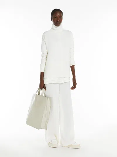 Max Mara Straight Wool Trousers In White