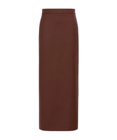 Max Mara Straight-cut Midi Skirt In Brown