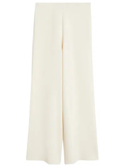 Max Mara Straight-cut Trouser With Logo Elasticated Waist And Back Waist Darts In Neutral