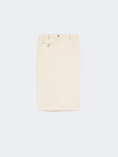 Max Mara Straight-fit Gabardine Skirt In White