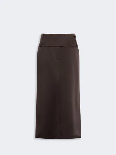 Max Mara Straight-fit Long Satin Skirt In Chocolate