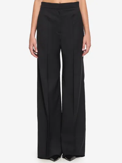 Max Mara Straightleg Trousers In Light Wool In Black