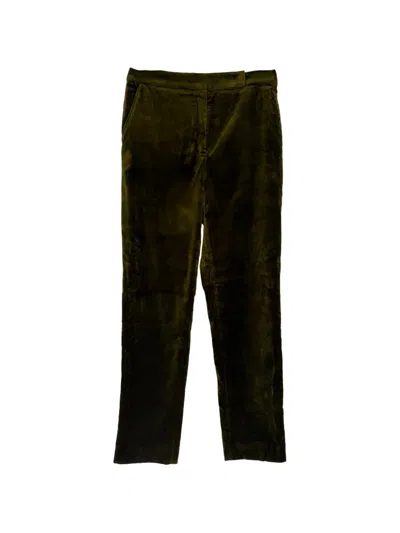 Pre-owned Max Mara Straight-leg Velvet Trousers In Green