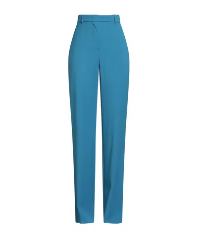 Max Mara Straight-leg Wool Trousers In Blue