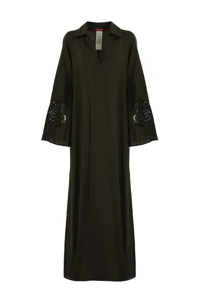 Max Mara Strano Long Linen Dress In Caffe