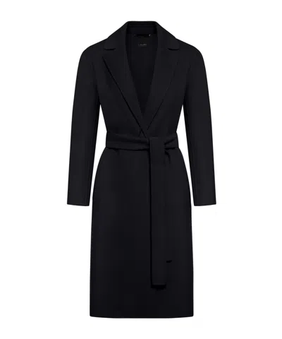 Max Mara Strap-up Coat In Negro