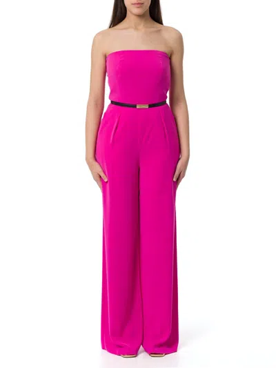 Max Mara Studio Strapless Belted Jumpsuit In Fuchsia