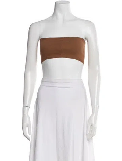 Pre-owned Max Mara Strapless Crop Top In Brown