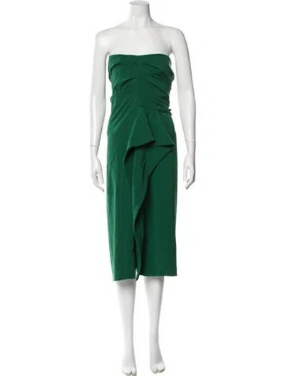 Pre-owned Max Mara Strapless Knee-length Dress W/ Tags In Green