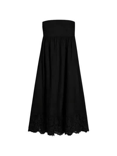 Max Mara Strapless Lace-detail Maxi Dress In Black