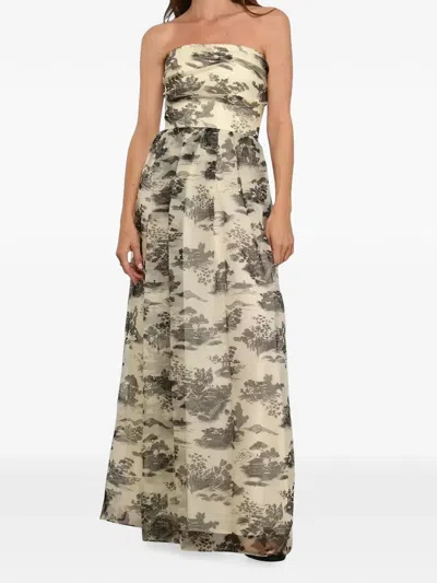 Max Mara Strapless Maxi Dress In Gold