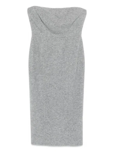 Max Mara Strapless Midi Dress In Gray