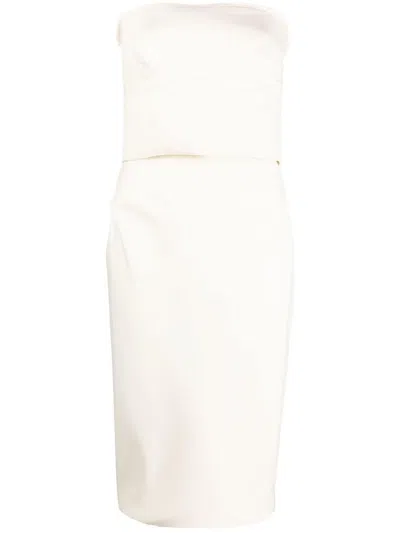 Max Mara Strapless Midi Dress In White