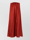 Max Mara Strapless Satin Floor-length Dress With Gathered Neckline In Red