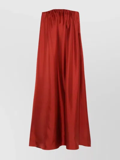 MAX MARA STRAPLESS SATIN FLOOR-LENGTH DRESS WITH GATHERED NECKLINE