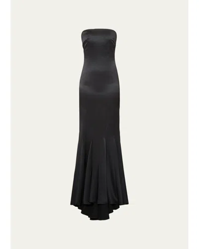 Max Mara Strapless Silk Mermaid Gown In Black